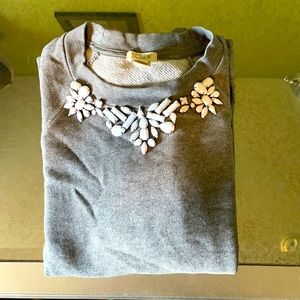 NWOT J.Crew sweatshirt with white beaded detail.